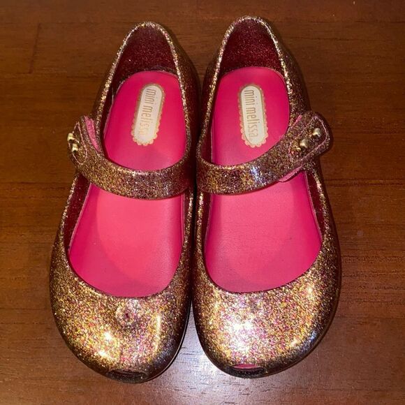 Mini Melissa Multi Colored Glitter Mary Jane Flats size 8 Toddler - Picture 6 of 10